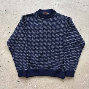 Vintage 80s Boston Traders Blue Birdseye Wool Sweater